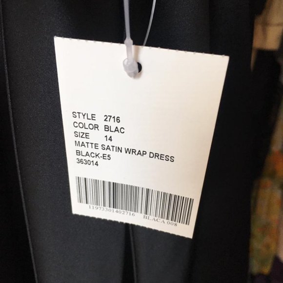 Dessy black tea length satin bridesmaid dress size 14 new with tags - Picture 4 of 11